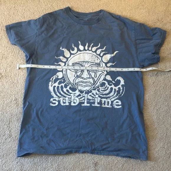 Sublime Graphic Band Tee Blue Retro Sun Logo T-Shirt Surfer Skater Grunge Medium - Picture 4 of 5